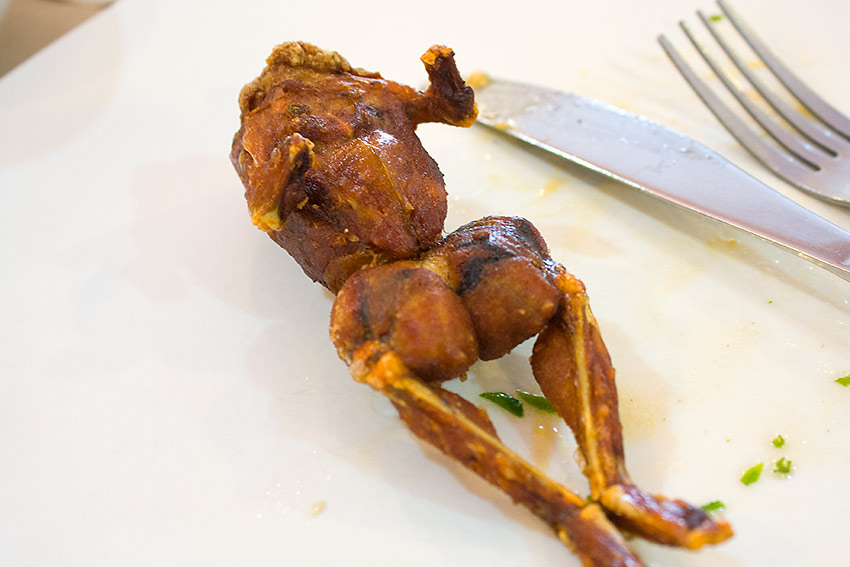 betute tugak or stuffed frog at a restaurant in Pampanga