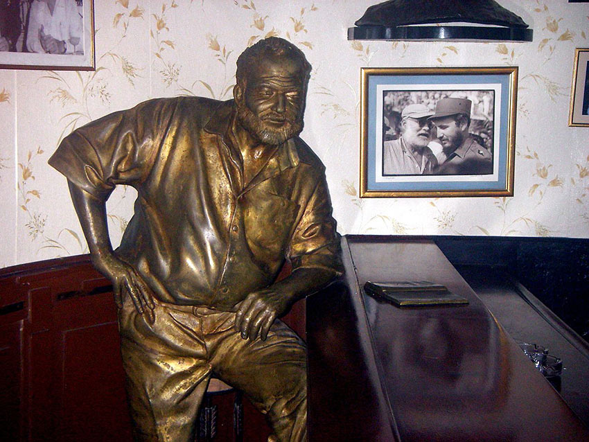 statue of Ernest Hemingway in Floridita bar, Havana, Cuba