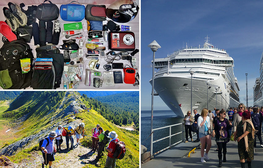 travel nightmares: cruise ship, packing and hiking